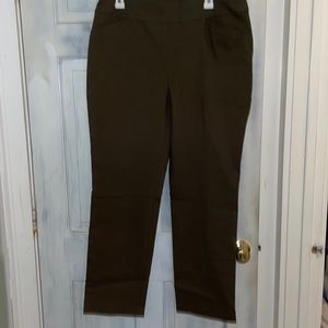 Talbots olive green pull on pants ice 14